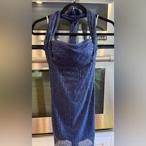 Strapless Midnight Blue Sequin Dress